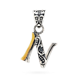 Gold & Silver Pendant Alphabet, Letter N