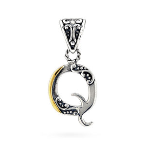 Gold & Silver Pendant Alphabet, Letter Q