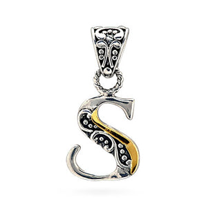 Gold & Silver Pendant Alphabet, Letter S