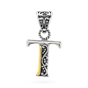 Gold & Silver Pendant Alphabet, Letter T