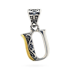 Gold & Silver Pendant Alphabet, Letter U