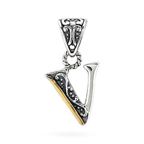 Gold & Silver Pendant Alphabet, Letter V