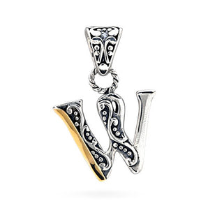Gold & Silver Pendant Alphabet, Letter W