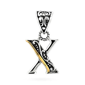 Gold & Silver Pendant Alphabet, Letter X
