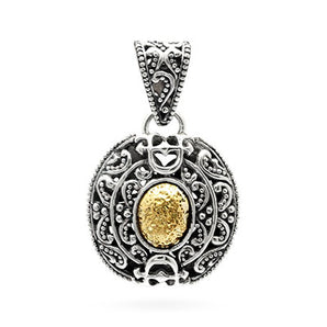 Silver Pendant Gong, 18K Gold Center