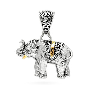 Silver & Gold Elephant Pendant, Bali Bail