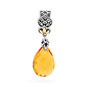 Gold & Silver Pendant Citrine Quartz, 15x10mm