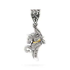 Silver Pendant Horse Front, Mega Mendung & White Topaz