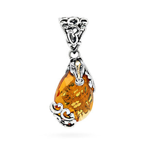 Gold & Silver Horse Pendant, Citrine Quartz 14x21