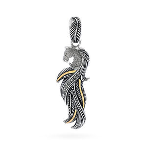 Gold & Silver Horse Pendant, White Topaz