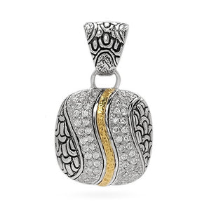 Gold & Silver Pendant Sisik Naga, Cz Pave