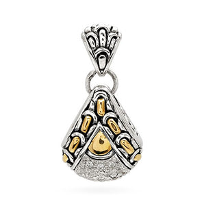Gold & Silver Pendant Cz Pave, Sisik Naga