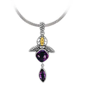 Gold & Silver Pendant Mega Mendung, Amethyst Quartz