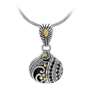 Gold & Silver Pendant Mega Mendung, Cz Pave