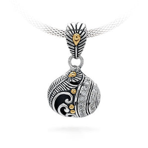 Gold & Silver Pendant Cz Pave, Mega Mendung