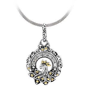 Gold & Silver White Topaz Pendant, Phoenix