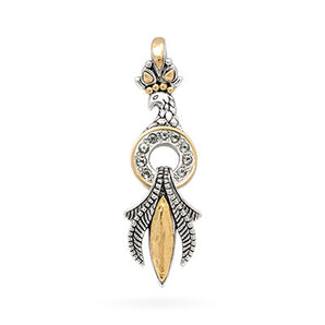Silver Pendant Phoenix, 18K Gold & White Topaz
