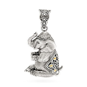 Gold & Silver Pendant Elephant, 18K Gold