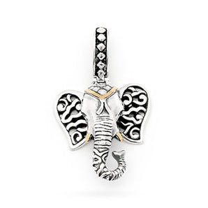 Silver Elephant Head Pendant, Mega Mendung Pattern