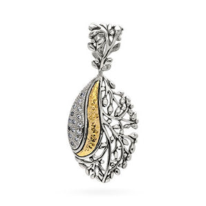 Gold & Silver Pendant Tree, White Topaz Pave