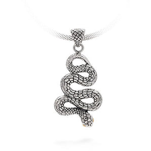 Silver & Gold Pendant Black Mamba Snake, Peridot