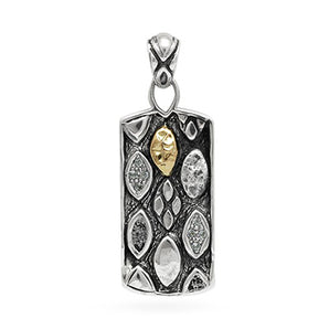 Gold & Silver Pendant Marquise, White Topaz Pave