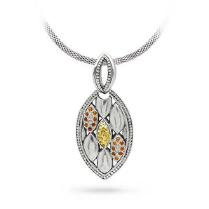 Gold & Silver Marquise Pendant, 18K Gold