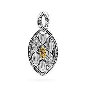 Gold & Silver Pendant Marquise, 18K Gold