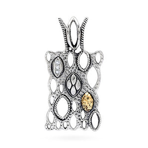 Gold & Silver Pendant Geometrical Marquise, White Topaz