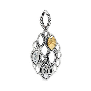 Gold & Silver Pendant Geometrical Marquise, Water Rope