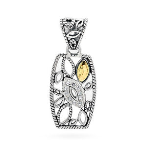 Gold & Silver Pendant Marquise Water Rope, White Topaz