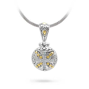 Gold & Silver Pendant, White Topaz