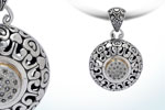 Gold & Silver Pendant Bali, White Topaz Pave