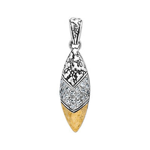 Silver & Gold Pendant Plaster Motif, White Topaz Pave