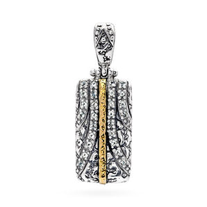 Gold & Silver Pendant Plaster Motif, 18K Gold Hammer