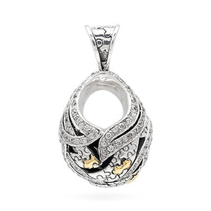 Gold Silver Pendant Puzzle Motif White Zircon