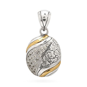 Silver & Gold Pendant, Crocodile Collection White Topaz Pave