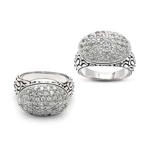 Silver Ring, Sisik Naga Motif CZ Pave