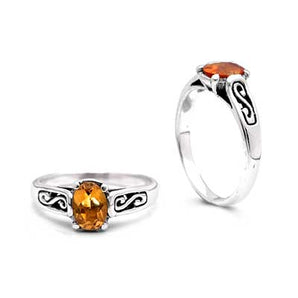 Silver Ring Balinese Handcrafted Citrine