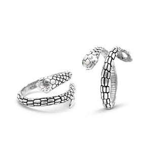Silver Ring, Coiled Black Mamba Motif