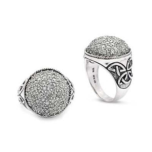 Silver Ring, Round White CZ Pave