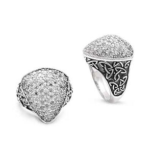 Silver Ring, Trillion White CZ Pave