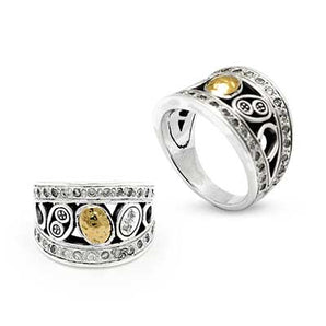 Gold & Silver ring, kawung collection, white topaz pave setting