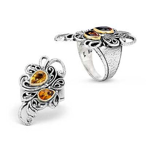 Gold & Silver Ring, Kebaya Collection Citrine Pear