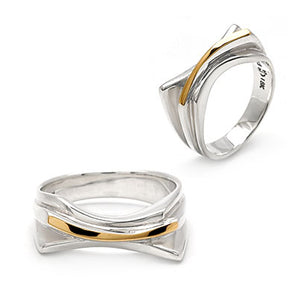 Gold & Silver Ring Plain, 18K Gold