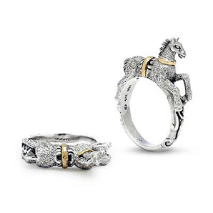Gold & Silver Horse Ring, Hammer Finish
