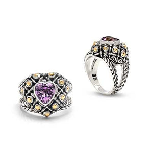 Silver & Gold Omega Ring, Amethyst