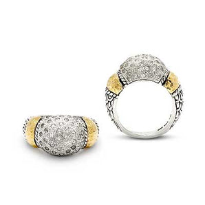 Gold & Silver Ring Sisik Naga, White Zirconia Pave