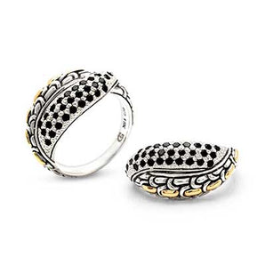 Gold & Silver Ring Sisik Naga, Black Sapphire