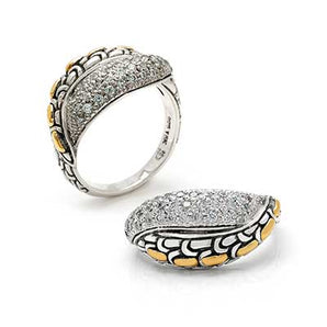 Gold & Silver Ring Sisik Naga, CZ